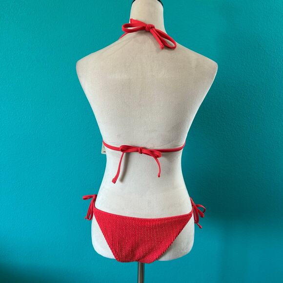 NWT Aerie Crinkle String Triangle Bikini Top & Cheekiest Tie Bikini Bottom SET M - Picture 5 of 8